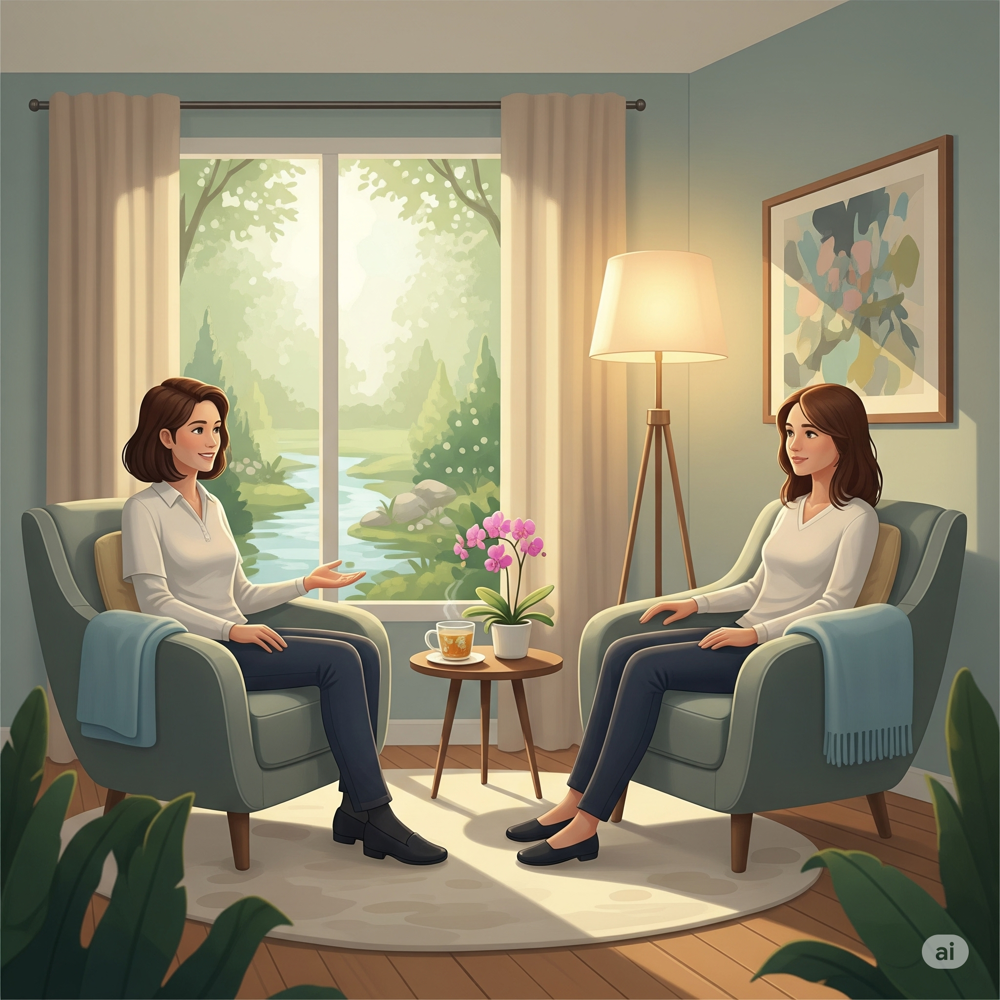 Zihinsel gelişim ve iç dünya - Psikolojik danışmanlık sürecini simgeleyen soyut görsel